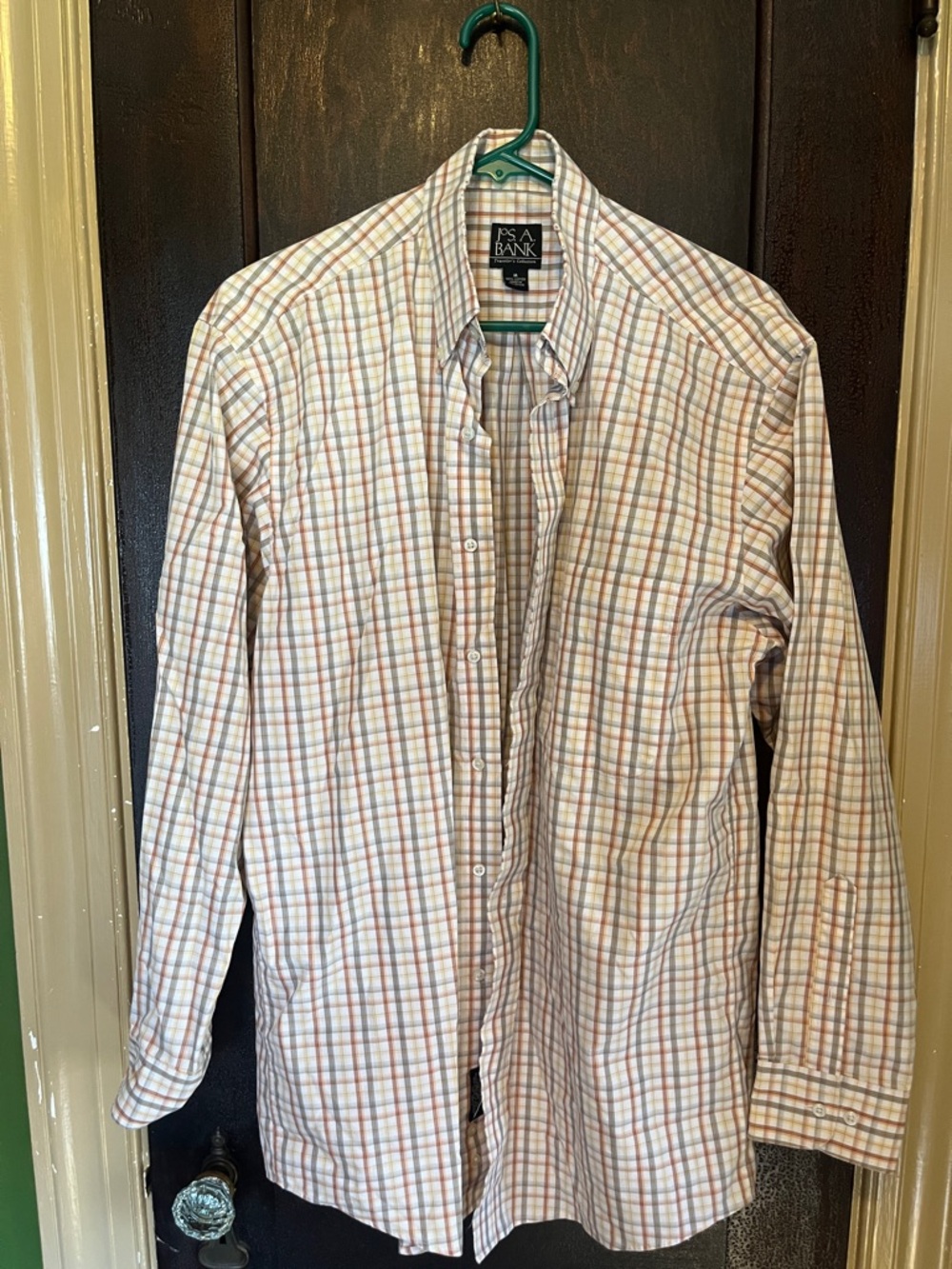 Jos. A. Bank Men’s Plaid Button-Down Shirt - White, Blue & Orange